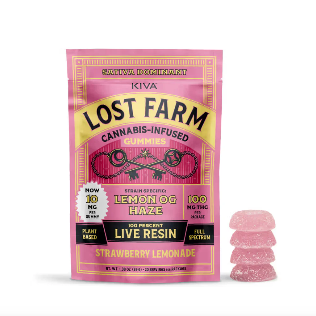 KIVA Lost Farm Strawberry Lemonade x Lemon OG Haze Live Resin Gummies