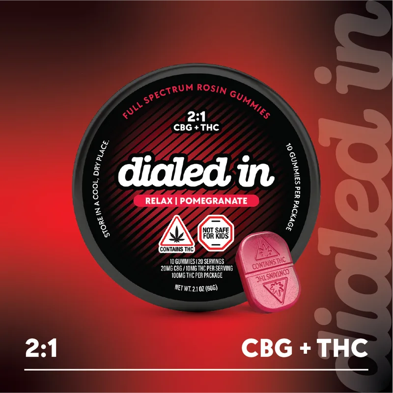 Dialed In Gummies Pomegranate 2:1 CBG:THC Rosin Gummies